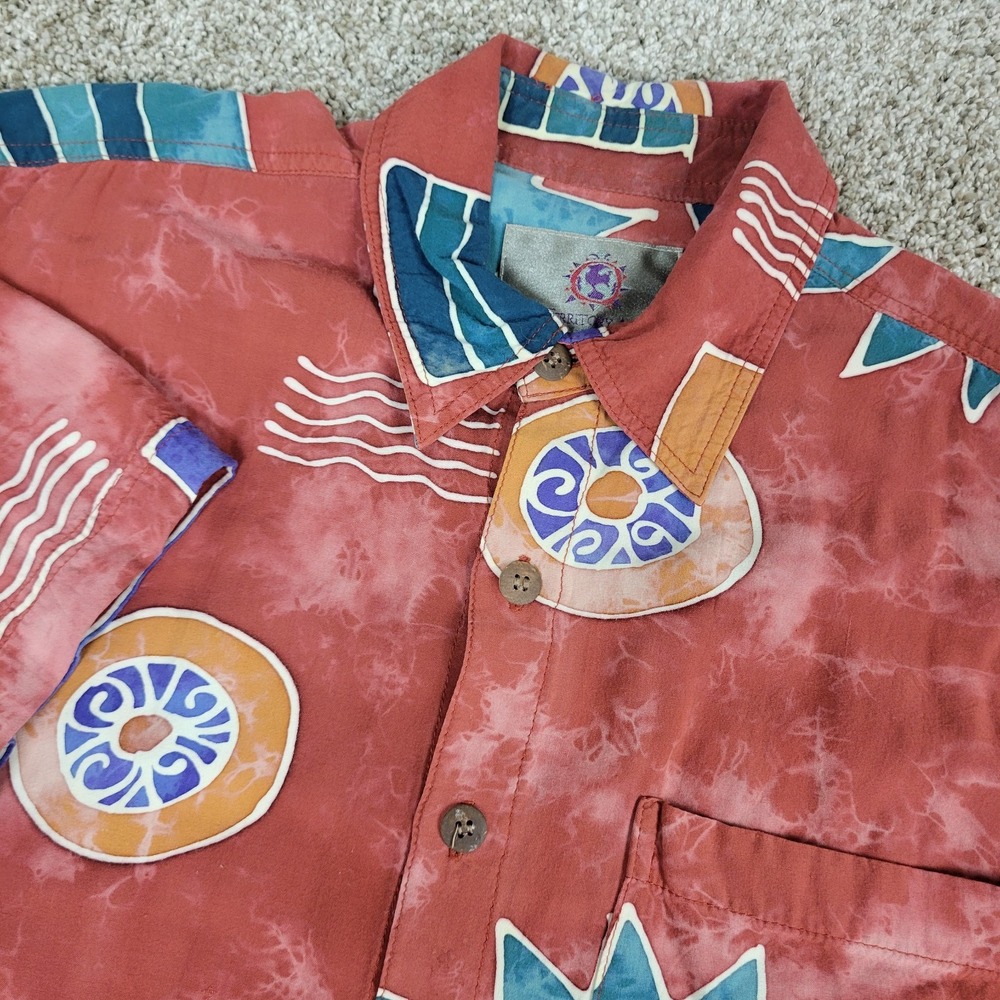 The Territory Ahead Mens Medium Multicolor AOP Aztec Button Up Short Sleeve